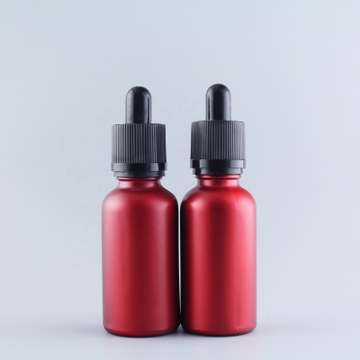 E-liquid Eco-Friendly Packaging Essential Oil CBD Oil Frosted Red Matte Round Shape Glass Dropper Bottle