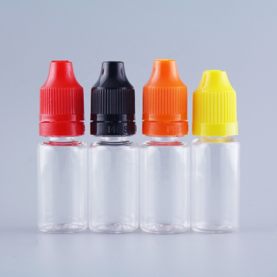 Clear Empty E-Liquid CBD Oil Eye Drops PET Plastic Dropper Bottles With buckled stopper