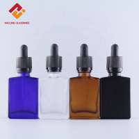 Novel design fashion 30ml vape oil essential oil perfume oil frosted matte black square  dropper glass bottle