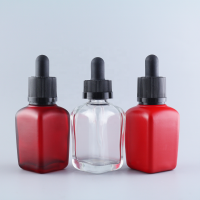 black child proof red color square glass dropper bottle for e-liquid cbd vape Essential Oil Cosmetic Jar